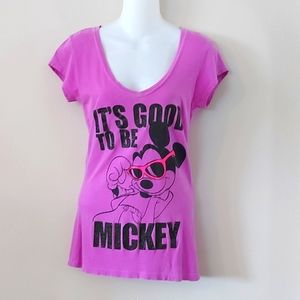 Mickey Mouse T Shirt Purple 100% Cotton